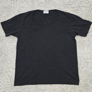 Sunspel Shirt Womens Medium Black Short Sleeve Scoop Neck Stretch